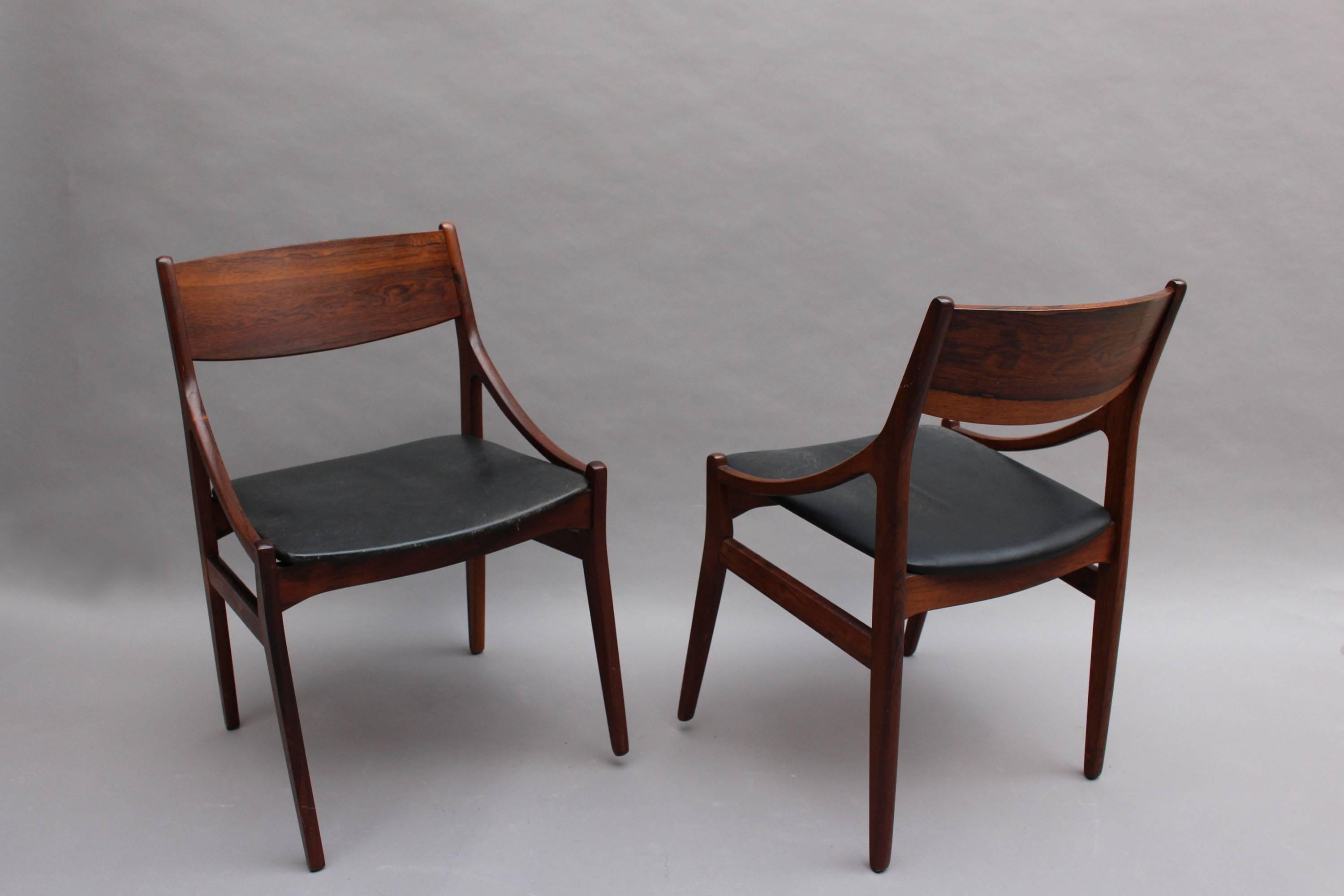 Four fine 1960s Danish rosewood armchairs by Vestervig Erikson for Brdr, Tromborg.