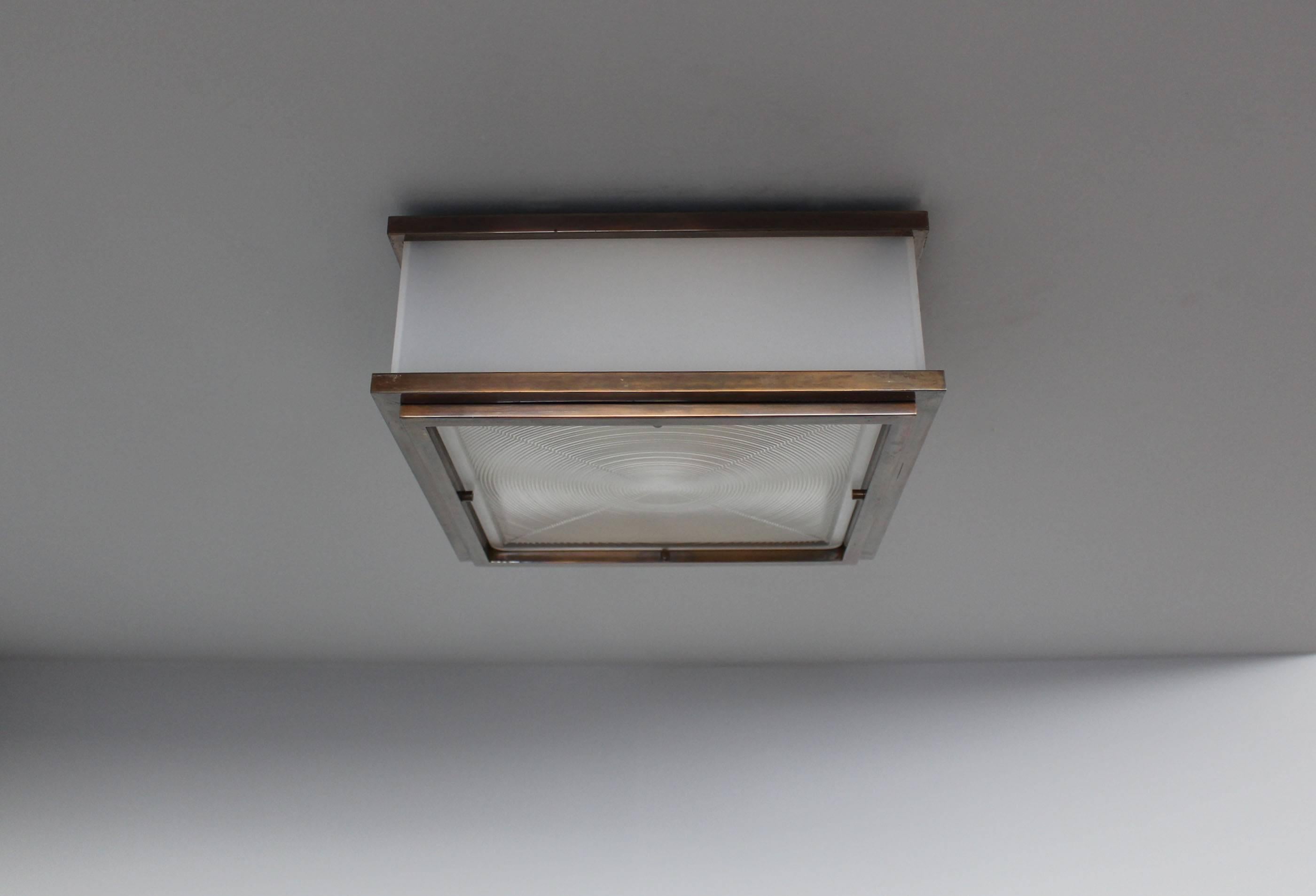 A Fine French Art Deco Bronze, Lucite and Glass Ceiling Lights In Good Condition In Long Island City, NY