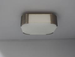 Fine French Art Deco Square Glass and Chrome Ceiling or Wall Light by Perzel