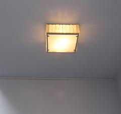 Fine French Art Deco Square Glass and Chrome Flush Mount by Perzel