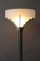 Rare Fine French Art Deco Chrome and Glass Floor Lamp by Jean Perzel