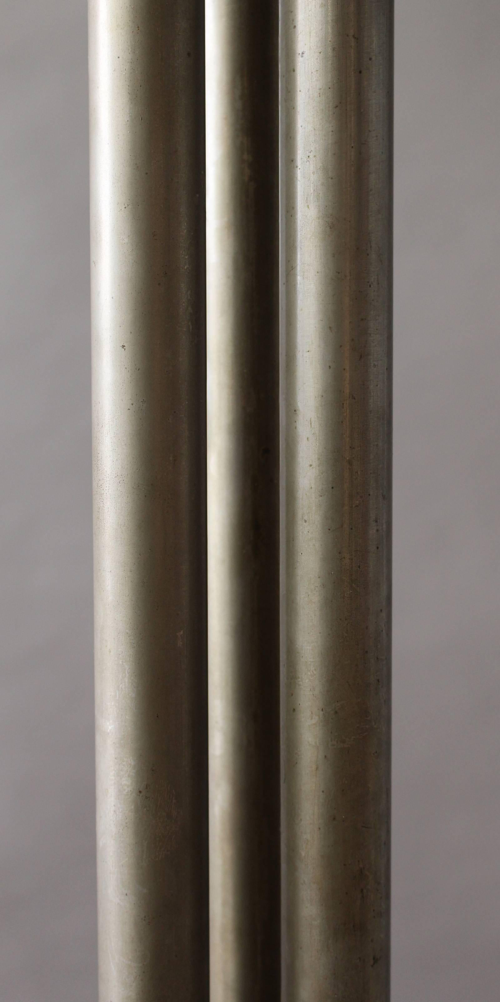 Metal Rare Fine French Art Deco Chrome and Glass Floor Lamp by Jean Perzel For Sale