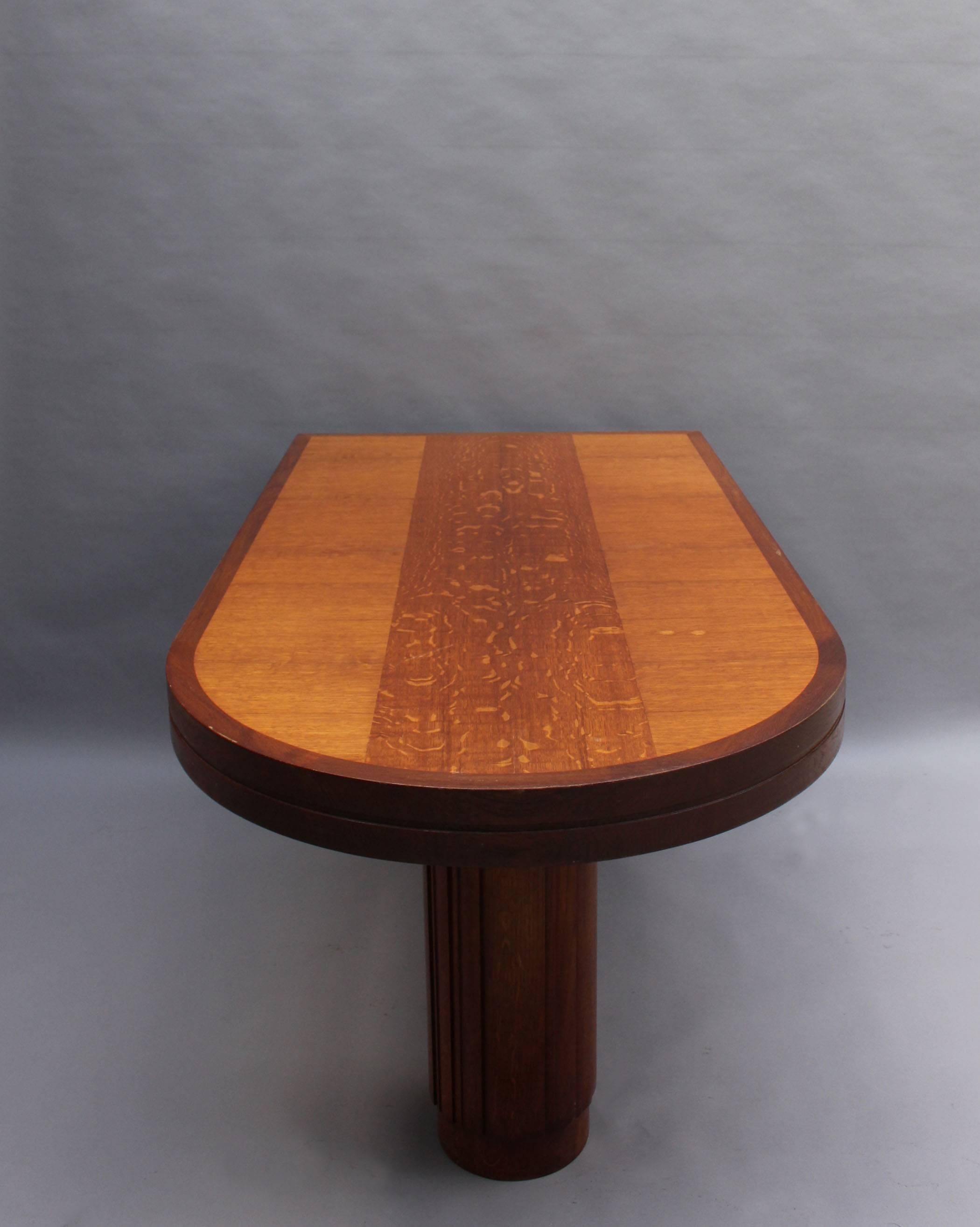 French Art Deco Oak Dining / Writing Table by Dudouyt In Good Condition In Long Island City, NY