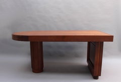 French Art Deco Oak Dining / Writing Table by Dudouyt