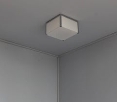 French Art Deco Enameled Glass and Chrome Flush Mount by Perzel