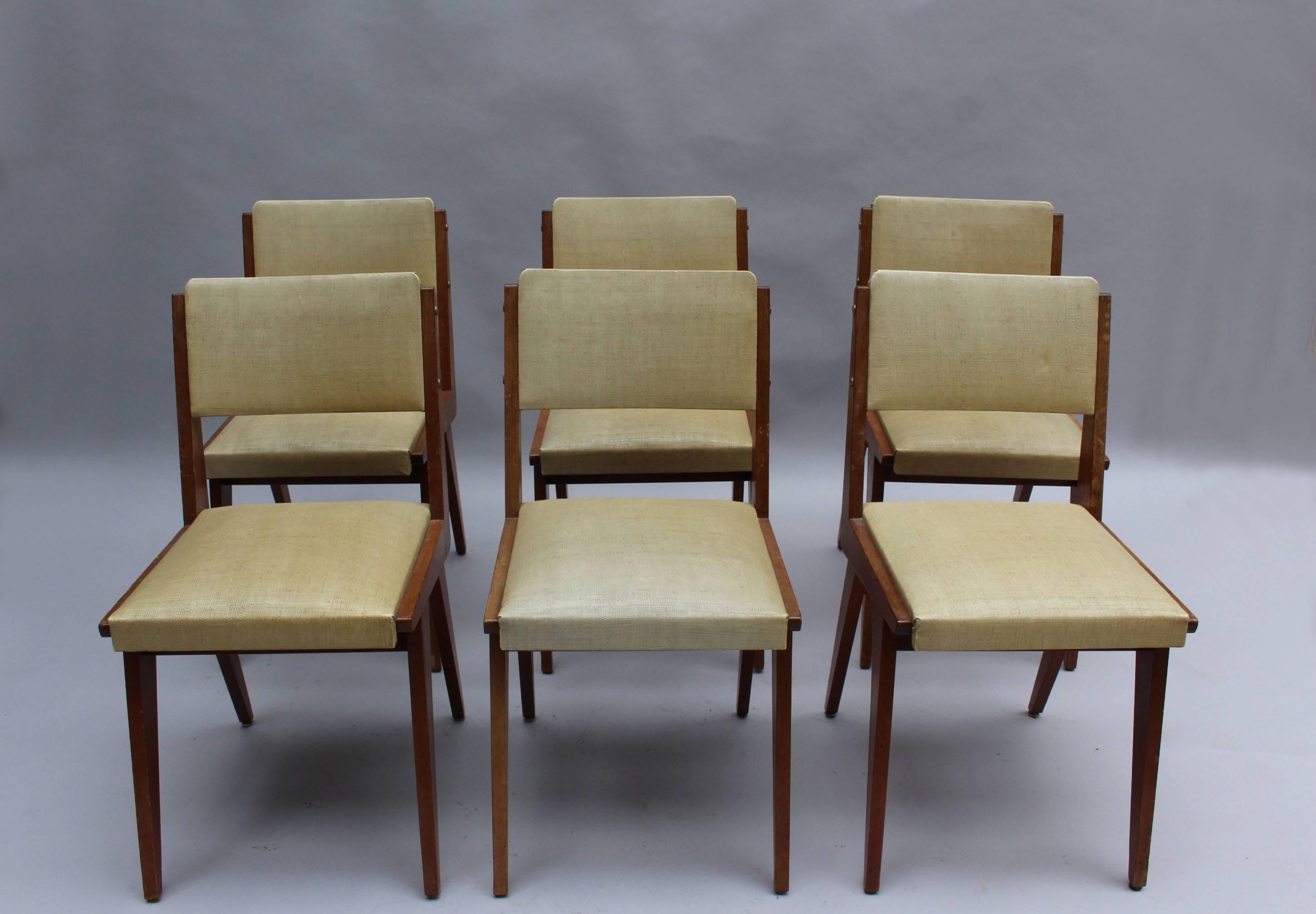 Set of Six French 1950s Dining Chairs 5