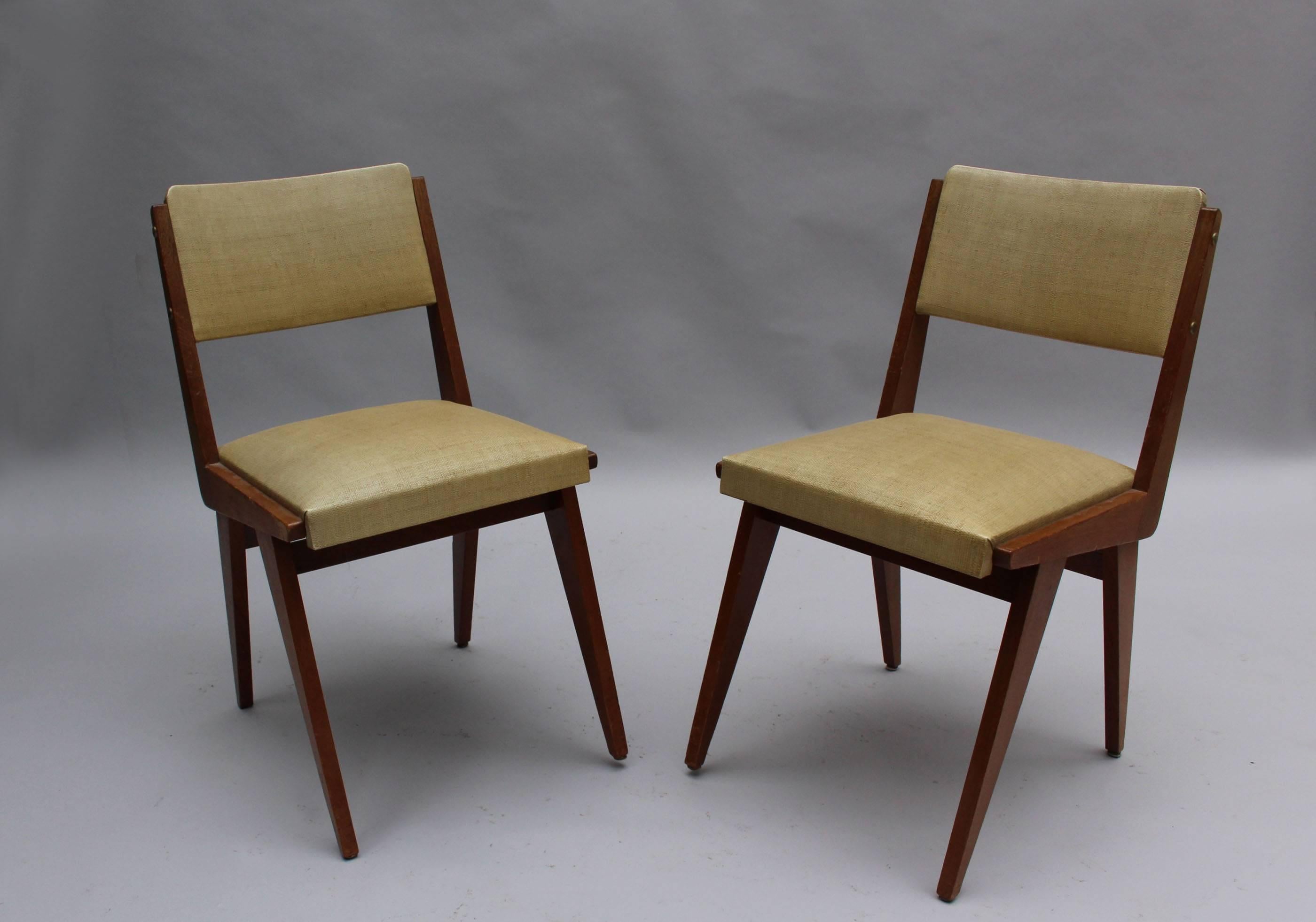 Set of Six French 1950s Dining Chairs In Good Condition In Long Island City, NY
