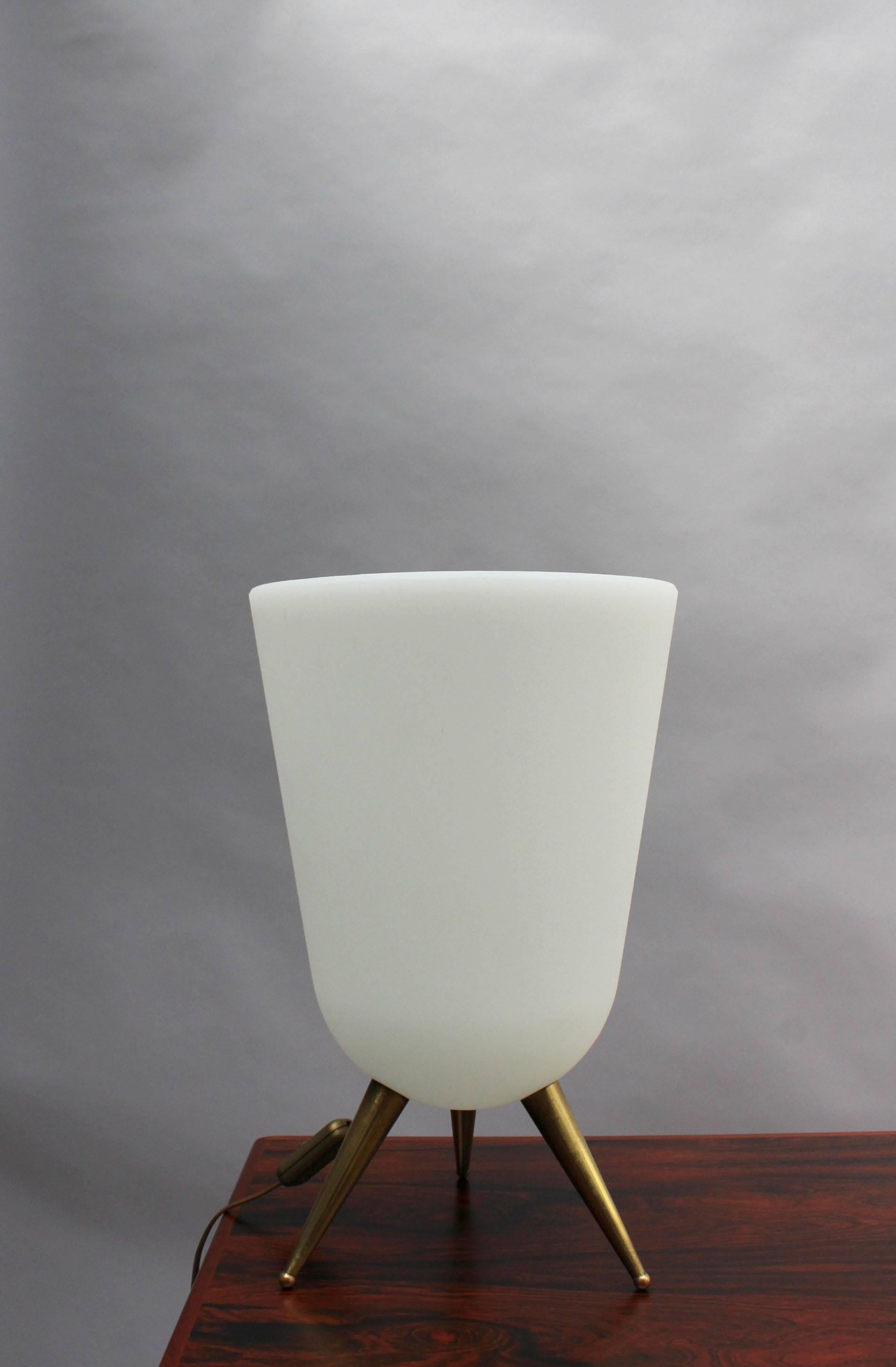 Fine French Mid-Century Glass and Bronze Table Lamp by Perzel 4