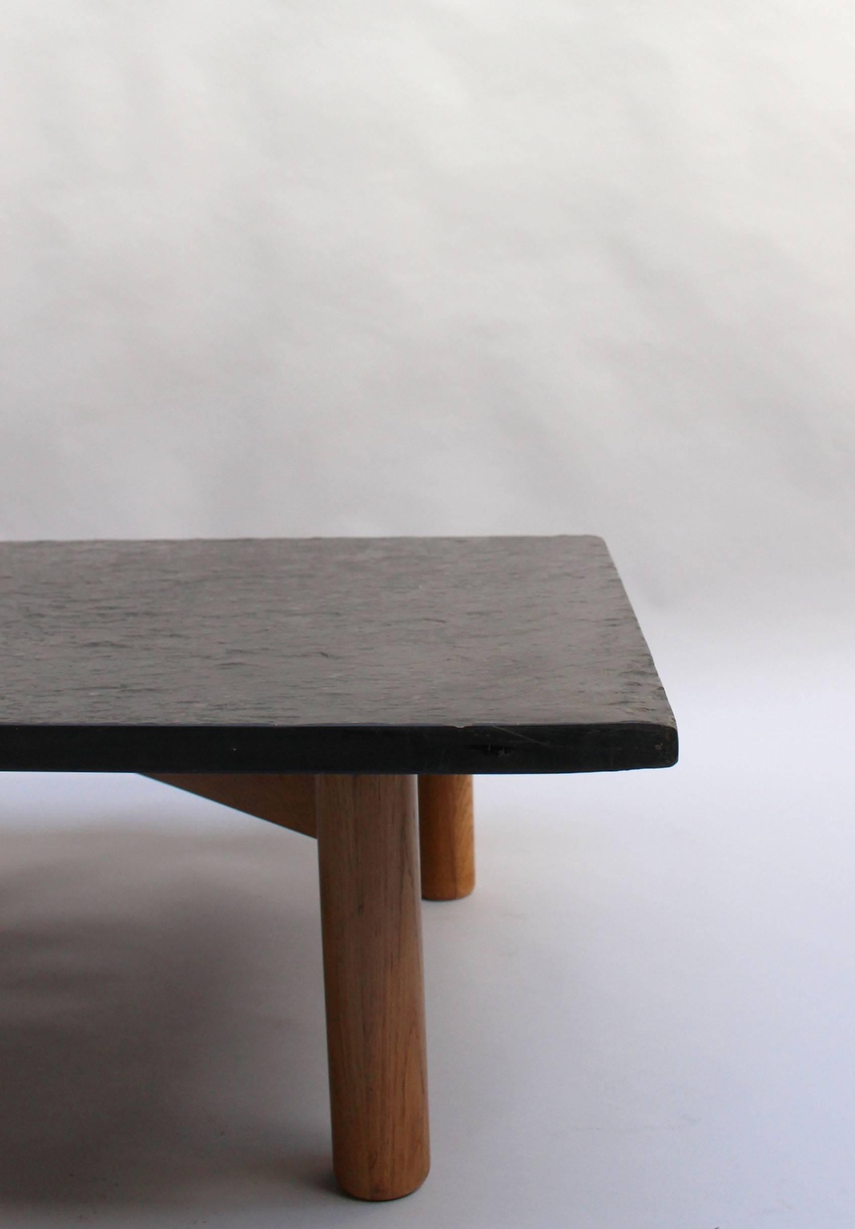 A Fine French 1950's  Slate and Oak Coffee Table 2