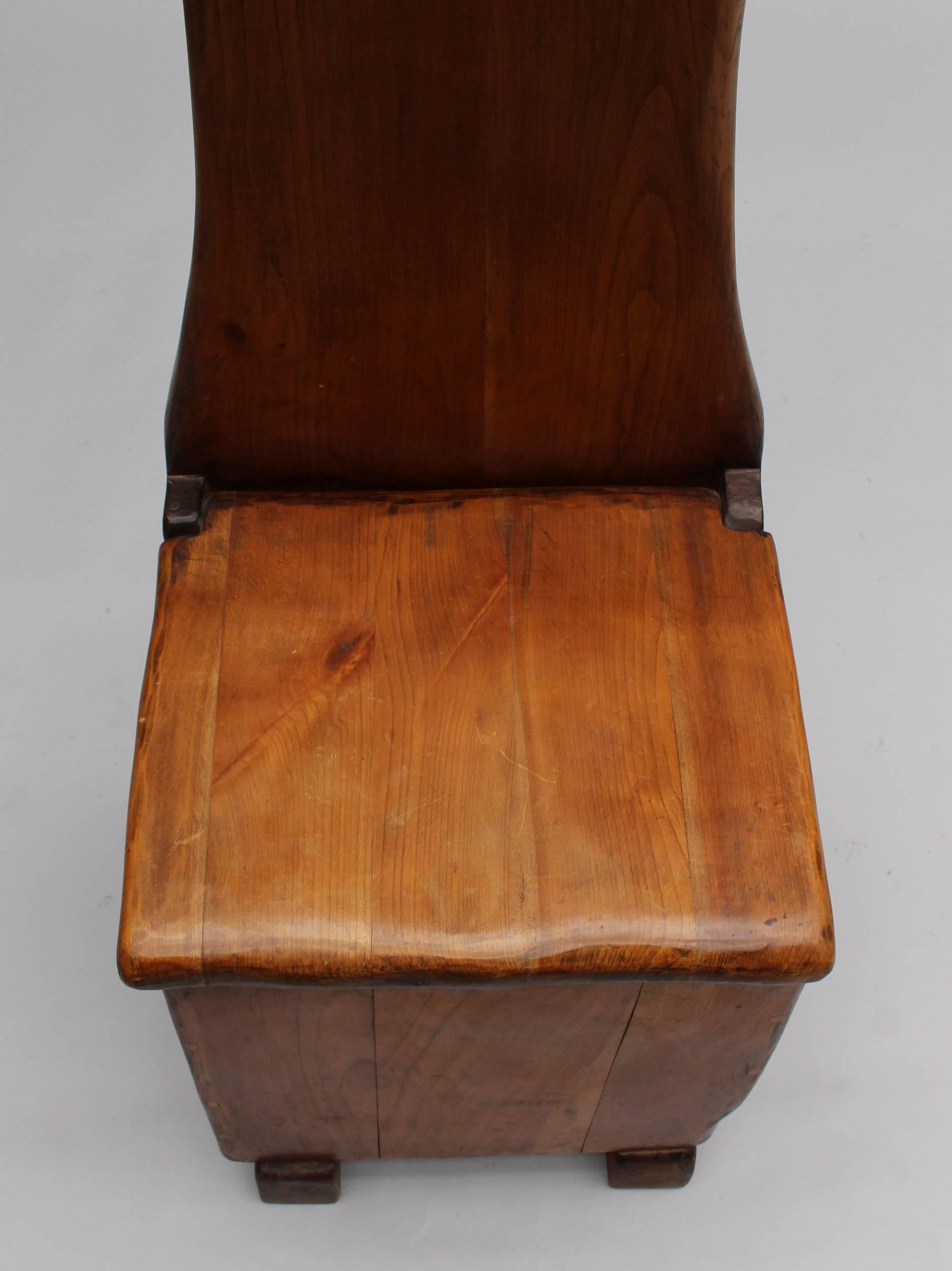 French Mid-Century Cherry Chair with Compartment Under Seat For Sale 3