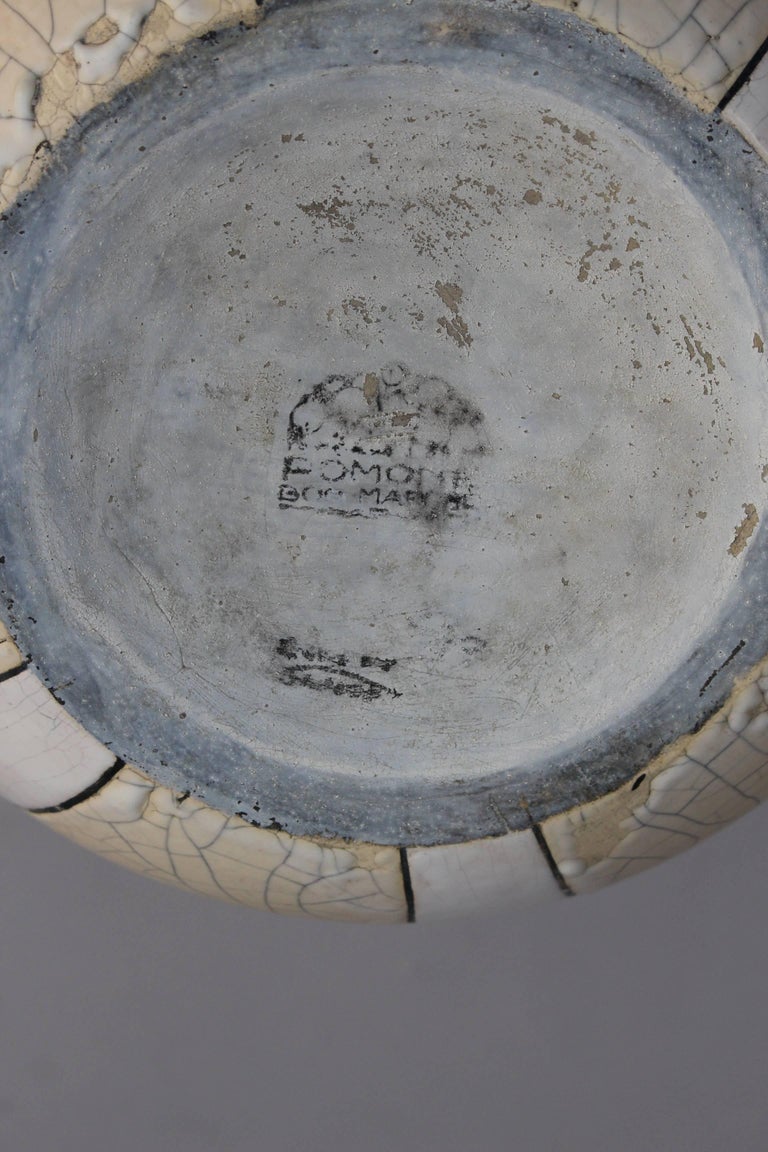 French Art Deco Craquelé Ceramic Vase by Atelier Pomone for Le Bon