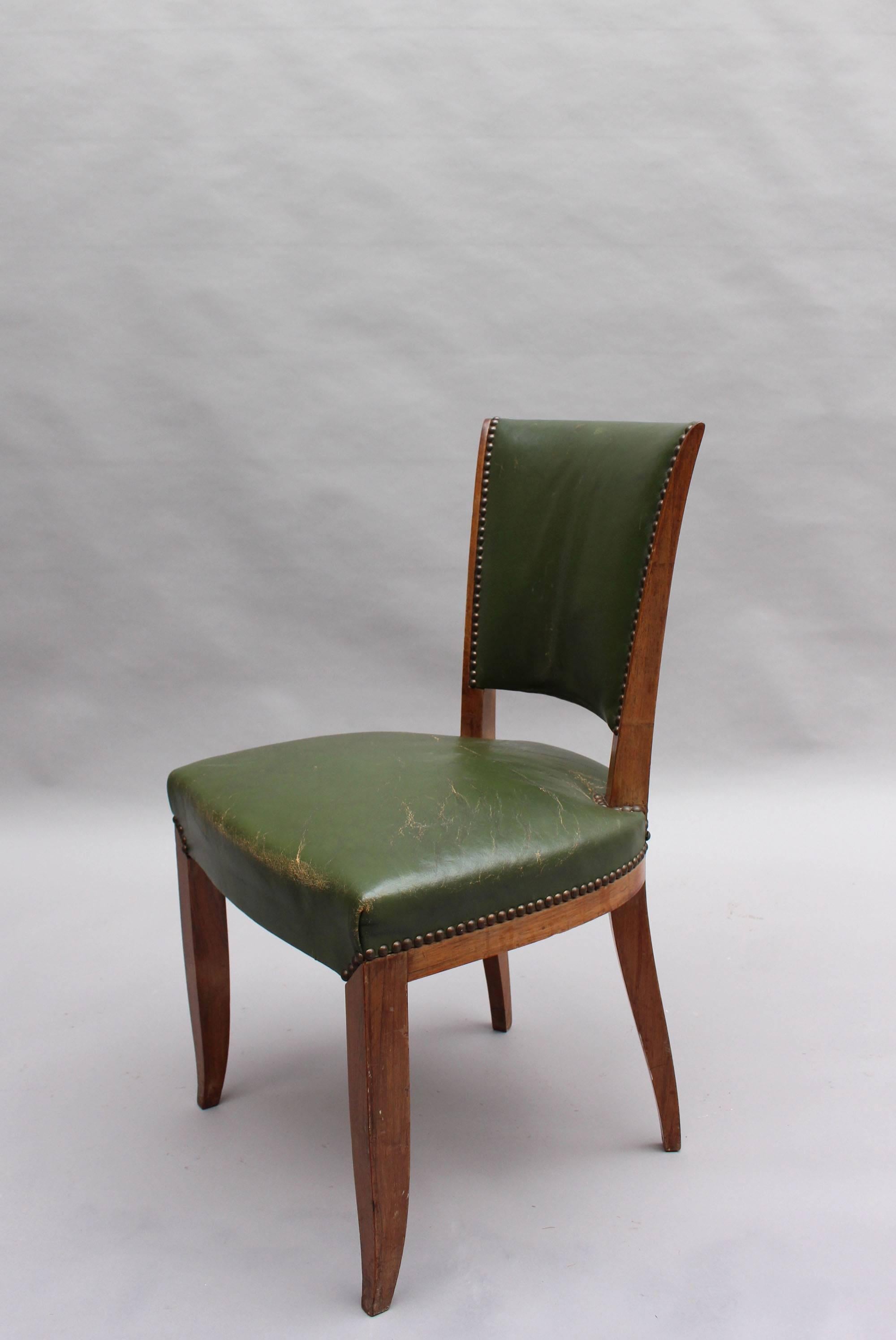 Set of 4 Fine French Art Deco Rosewood Chairs (4 matching arm chairs available) In Good Condition In Long Island City, NY