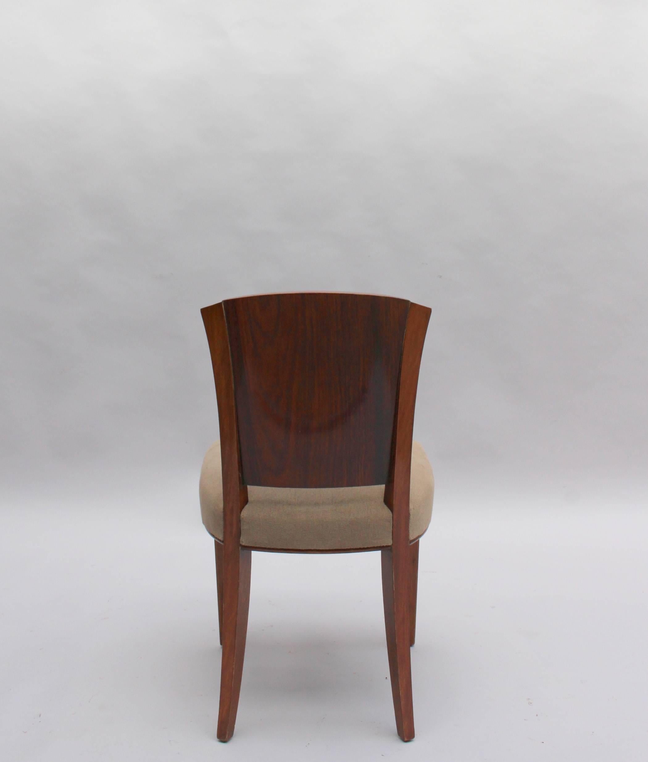 Set of 4 Fine French Art Deco Mahogany and Rosewood Side Chairs by Dominique 4