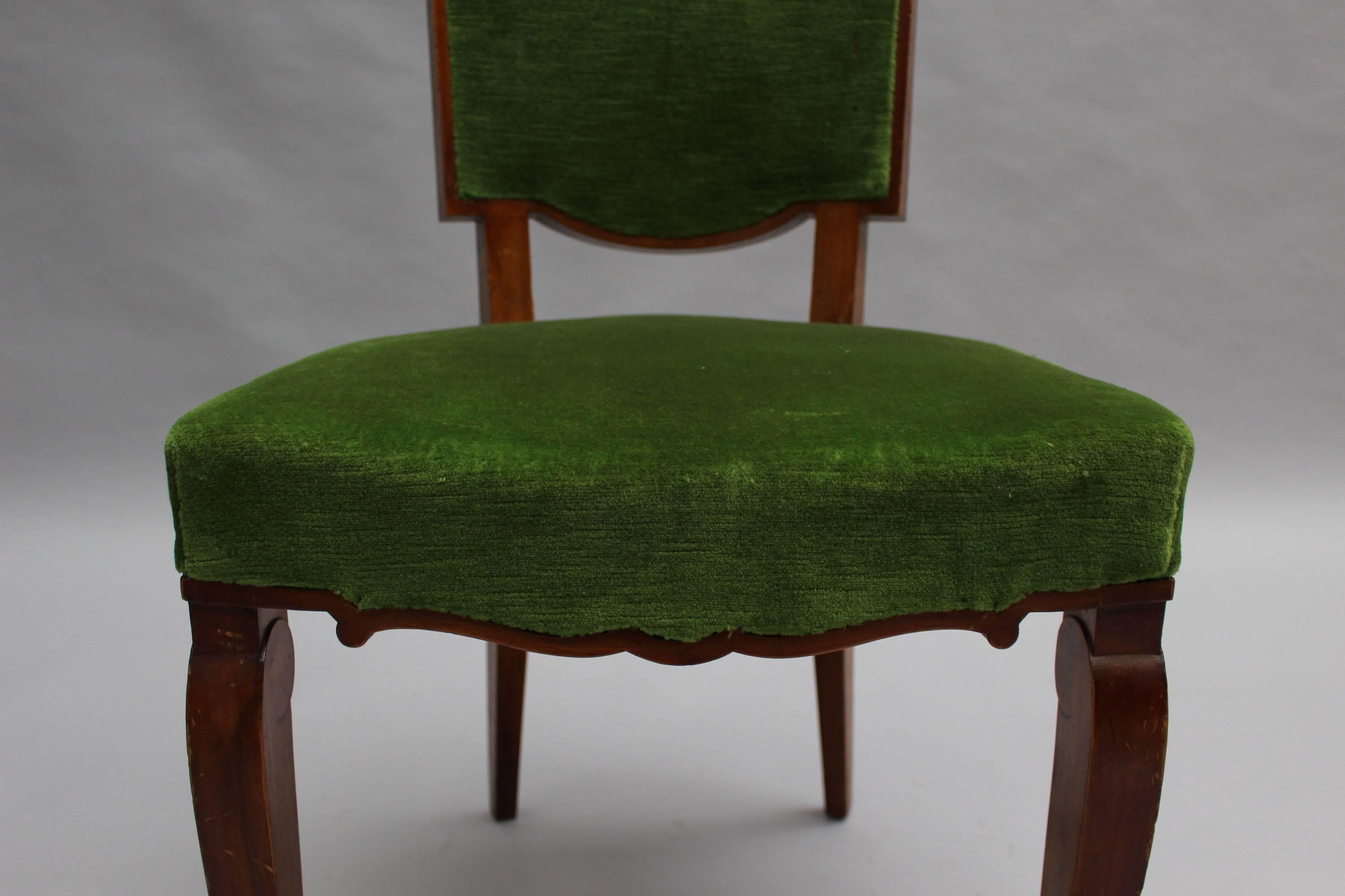 Set of 10 Fine French Art Deco Walnut Chairs by Jules Leleu (8 Side and 2 Arm) 9
