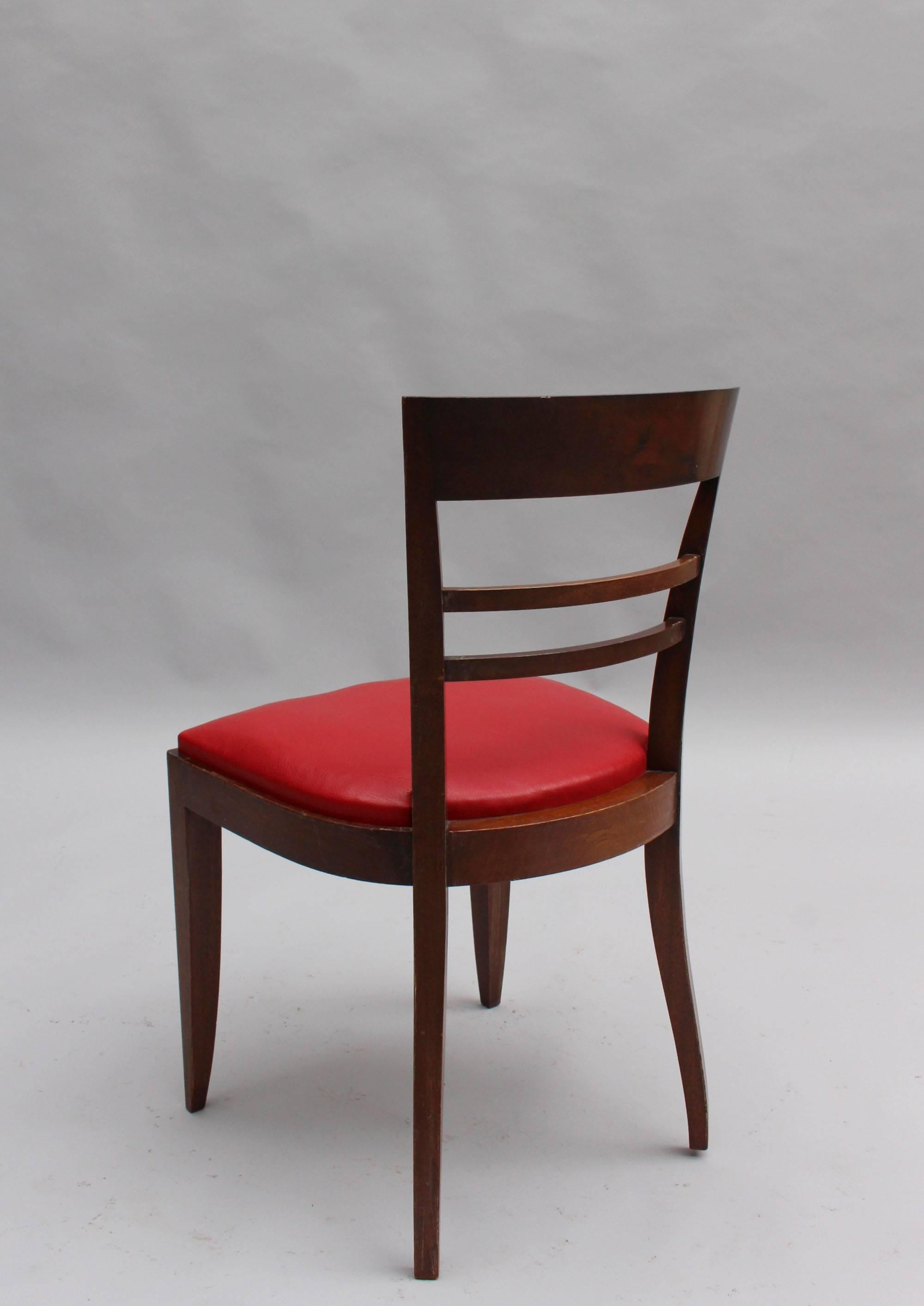 Ensemble de 10 chaises de salle à manger Art Déco françaises en acajou (8 côtés et 2 bras) en vente 3