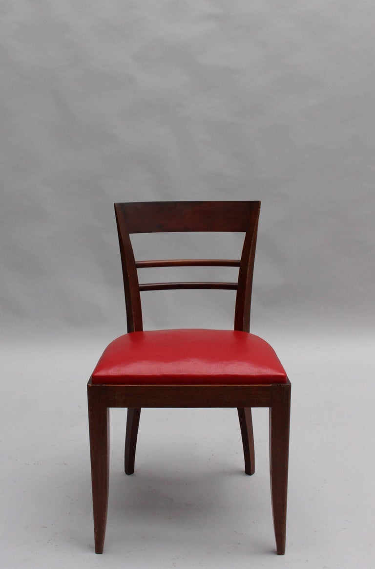 Mid-20th Century Set of 10 Fine French Art Deco Mahogany dining chairs (8 side and 2 arm) For Sale
