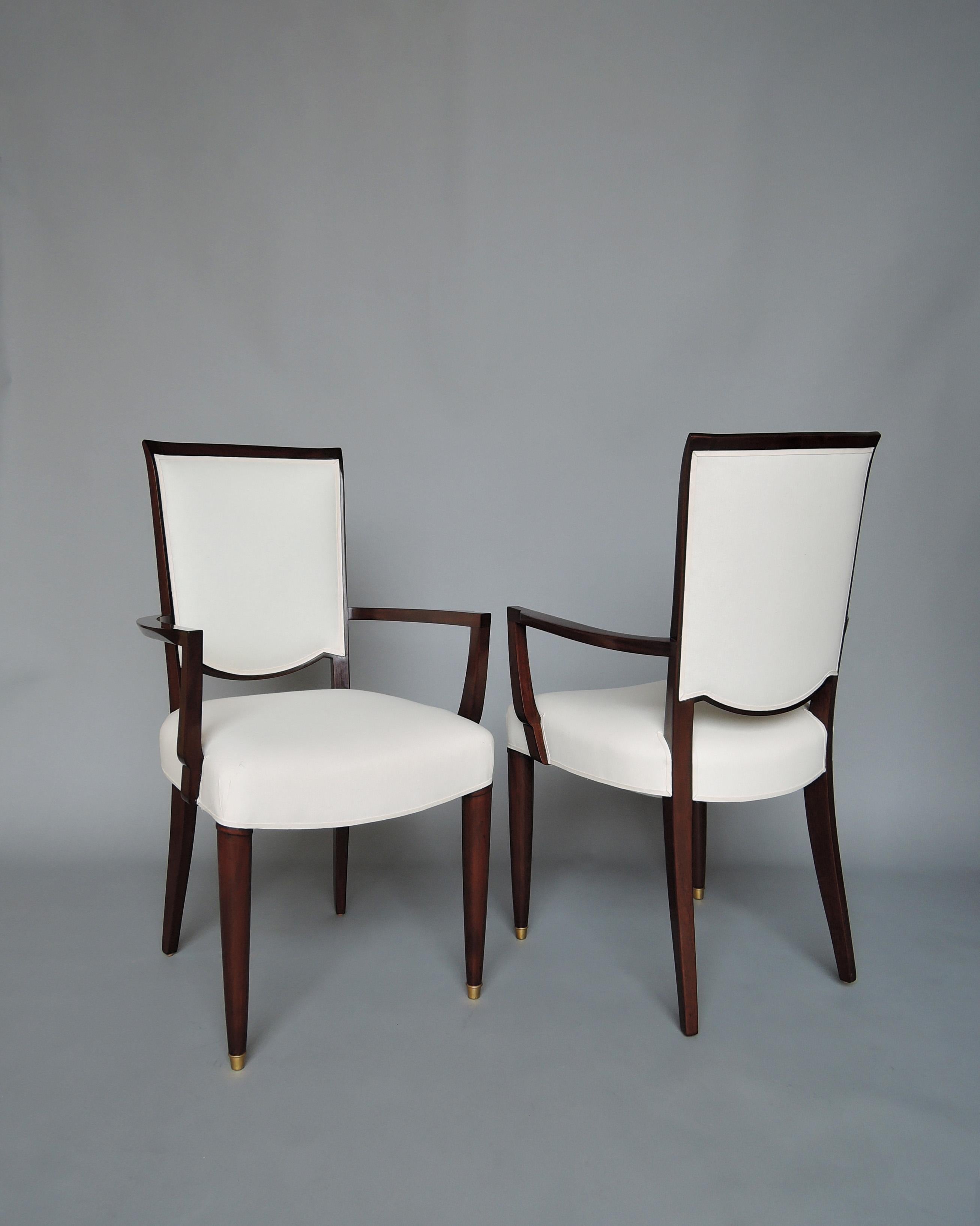 Paire de fauteuils Art Déco français en acajou par Jules Leleu Bon état - En vente à Long Island City, NY