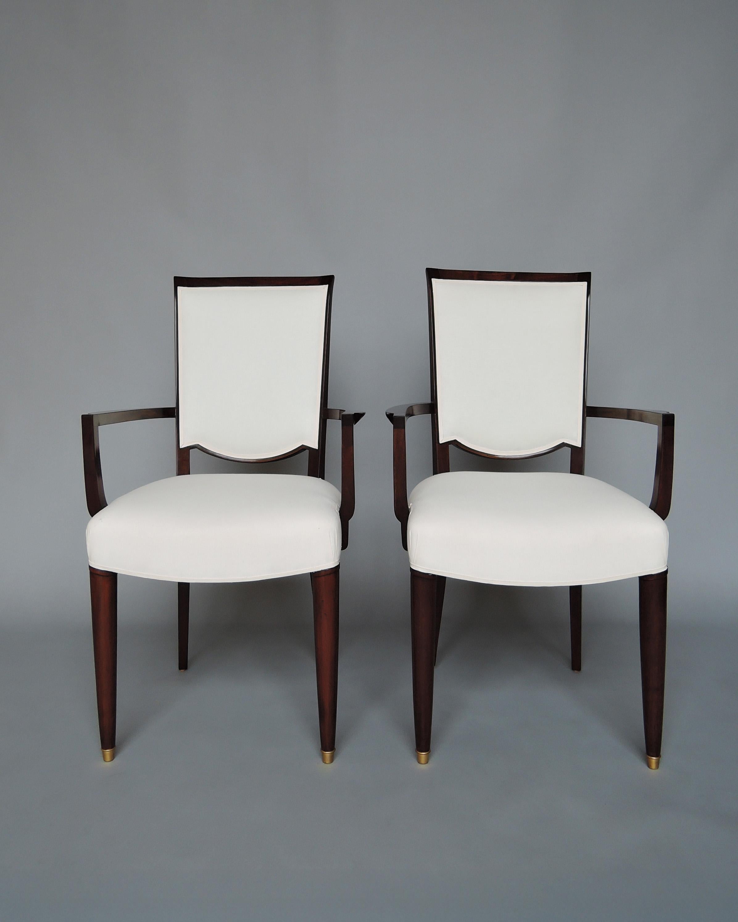 Art déco Paire de fauteuils Art Déco français en acajou par Jules Leleu en vente