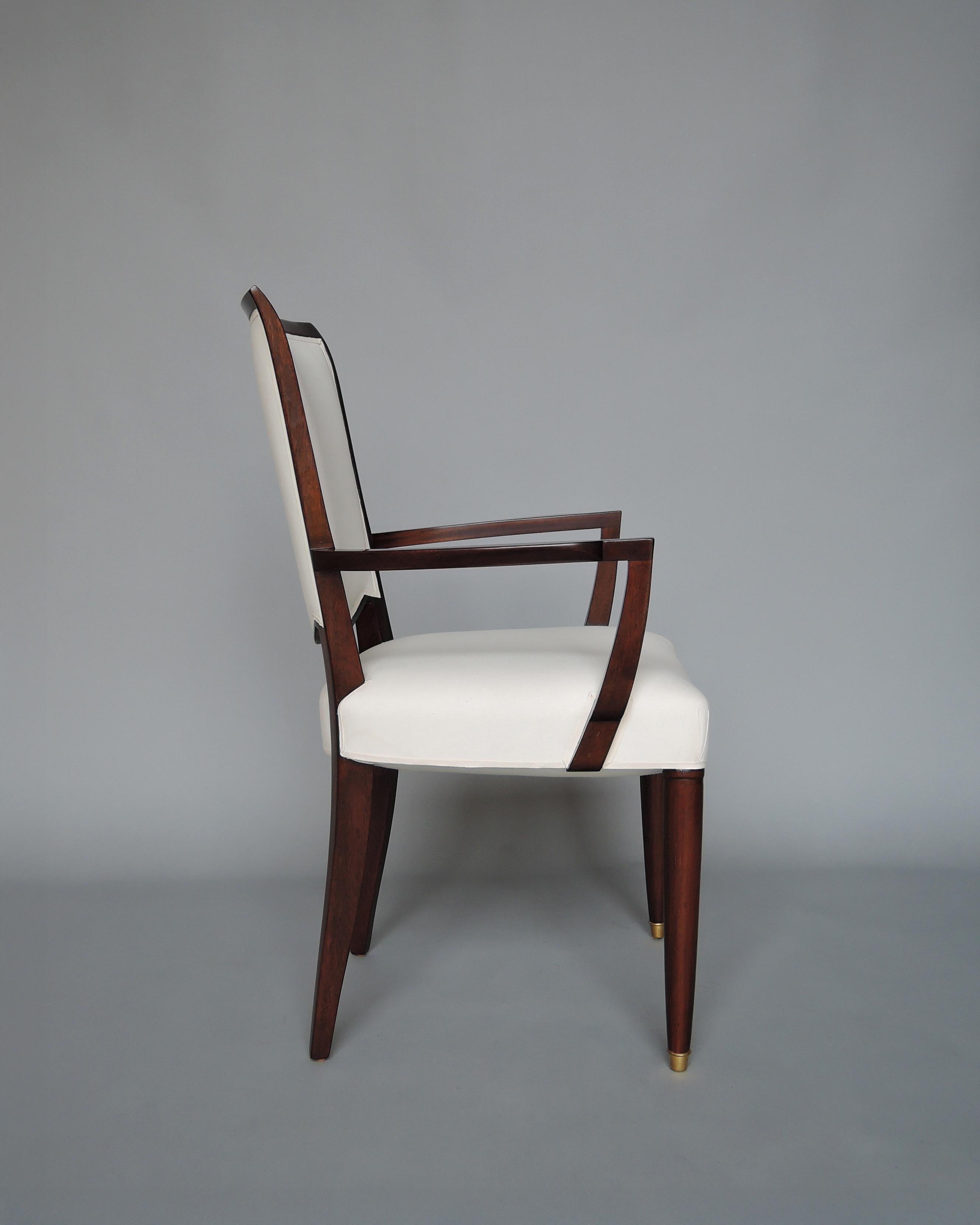 Acajou Paire de fauteuils Art Déco français en acajou par Jules Leleu en vente