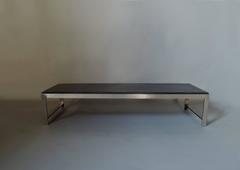 A Large Fine French 1970s Metal and Slate Coffee Table