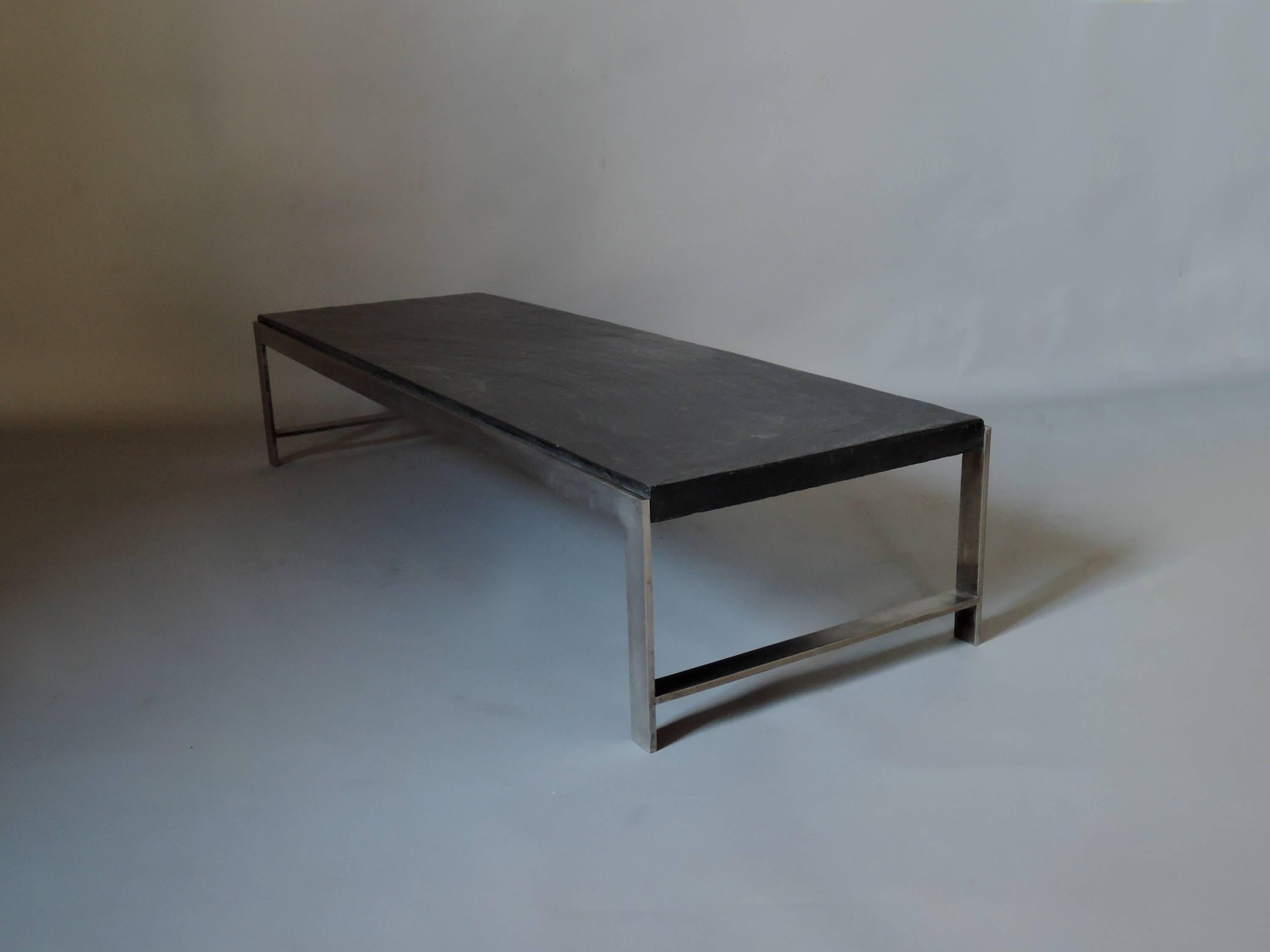 metal and slate coffee table