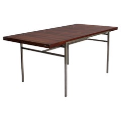 Fine French 1950s Extendable Chrome and Rosewood Table by Alain Richard