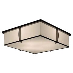 1 Fine French Art Deco Bronze and Enameled Glass Flush Mount by Perzel