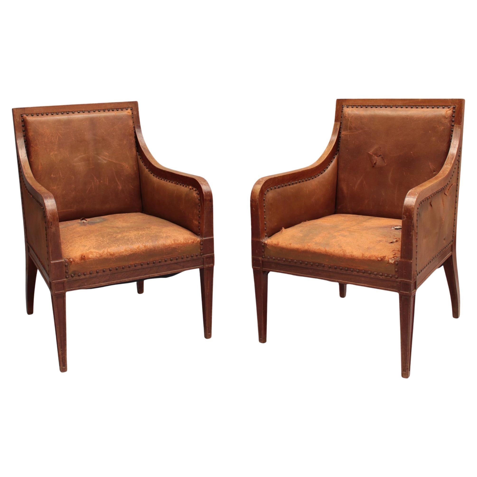 Pair of mahogany Visitors Armchairs