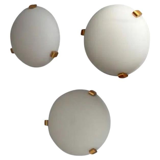 3 Fine French Art Deco Flush Mounts or Sconces by Jean Perzel For Sale
