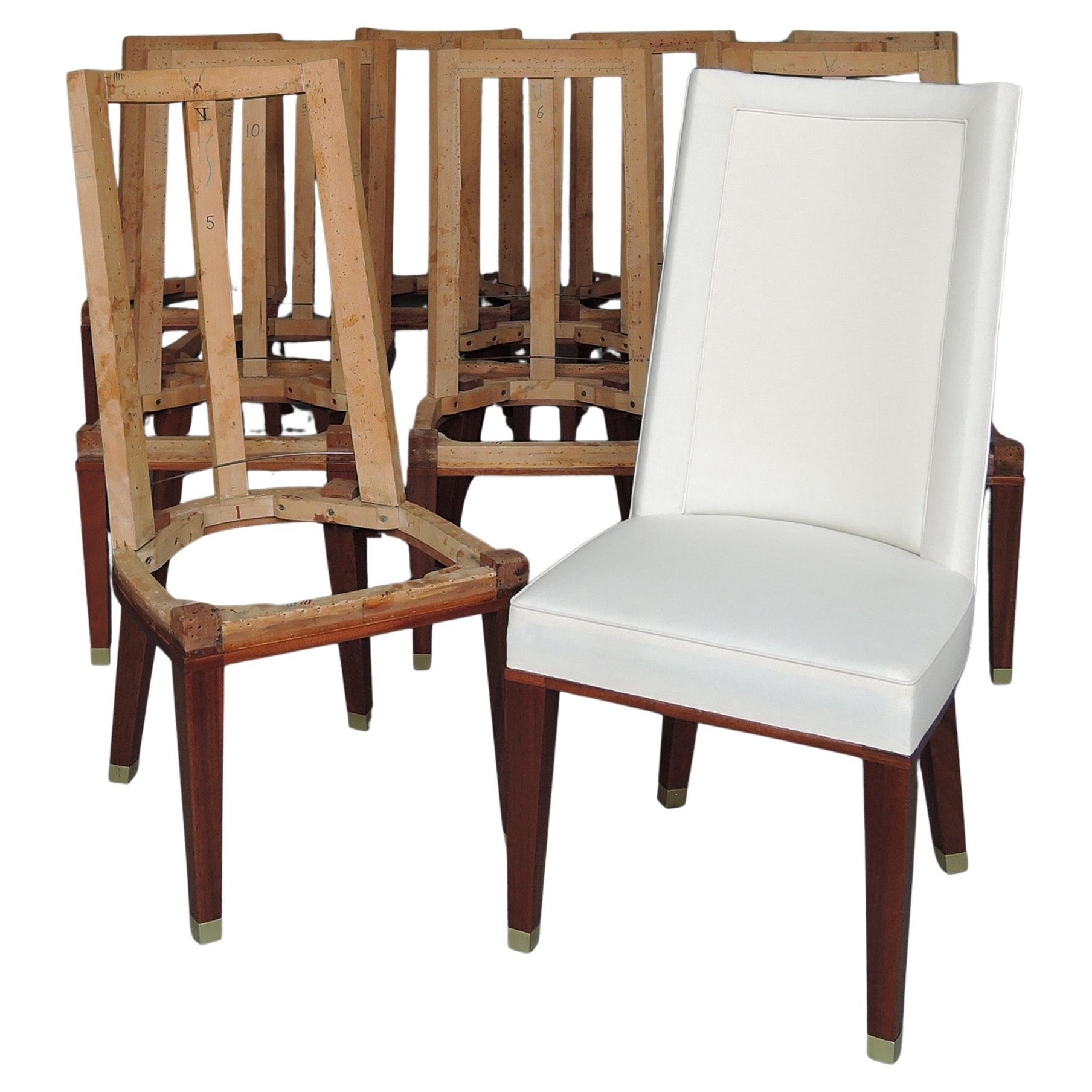 Set di 11 sedie da pranzo in mogano francese degli anni
50 di Jacques Adnet