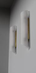 Pair of Fine French Art Deco Scroll Glass Sconces by Jean Perzel