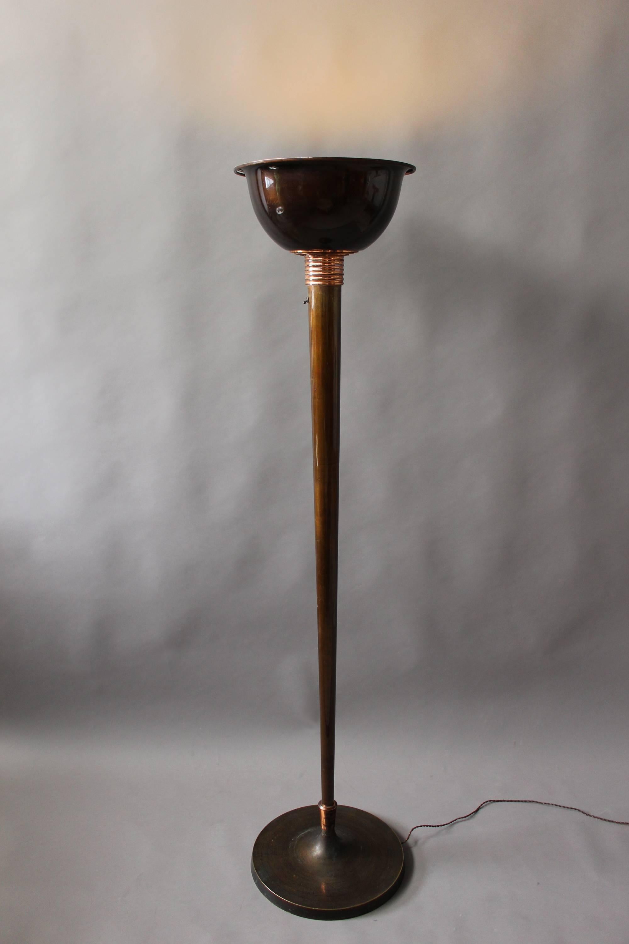 A Fine French Art Deco patina-ed metal floor lamp by Genet et Michon.
US re-wired.