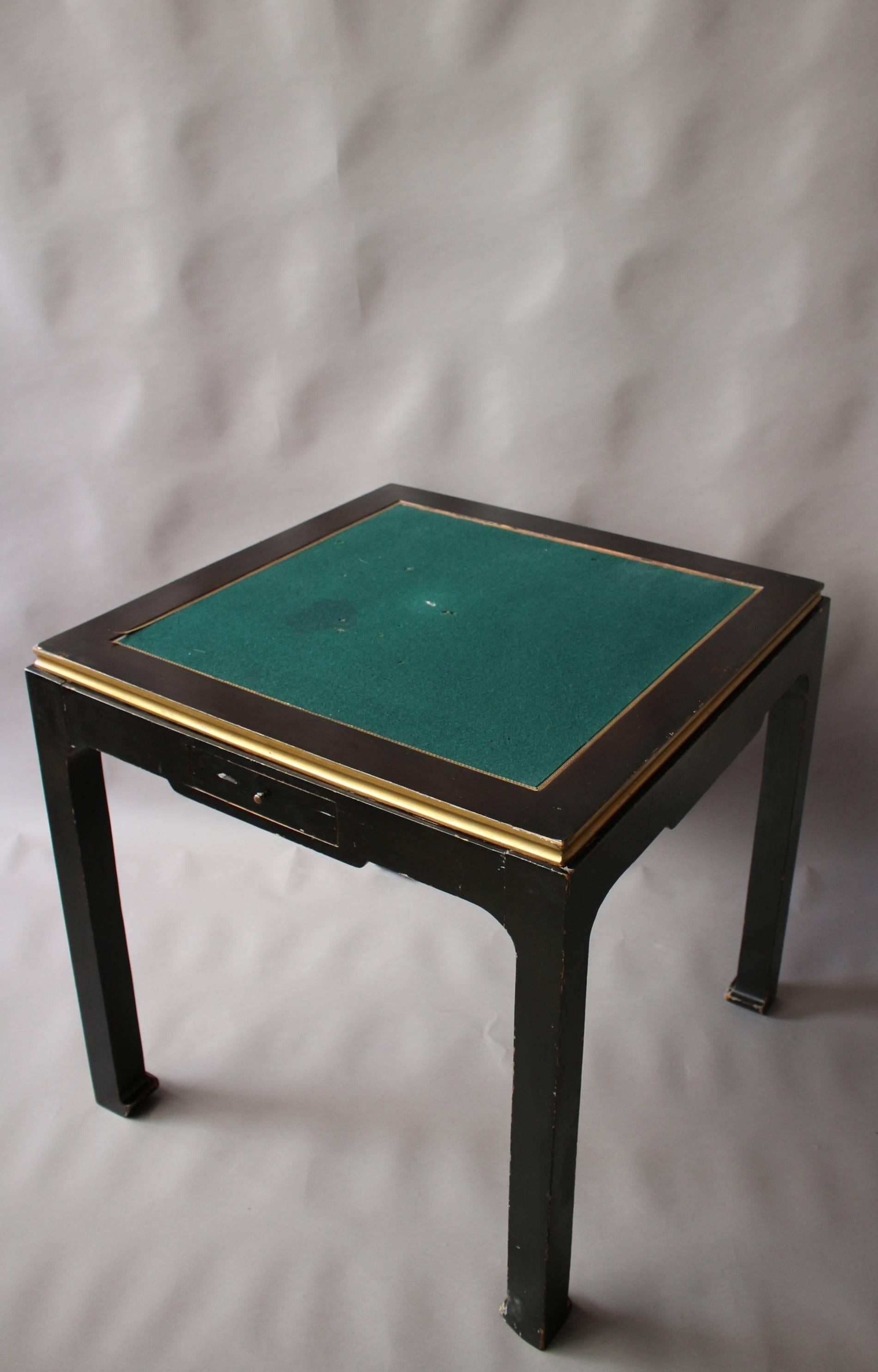 Fine French Art Deco Black Lacquered Game Table 2