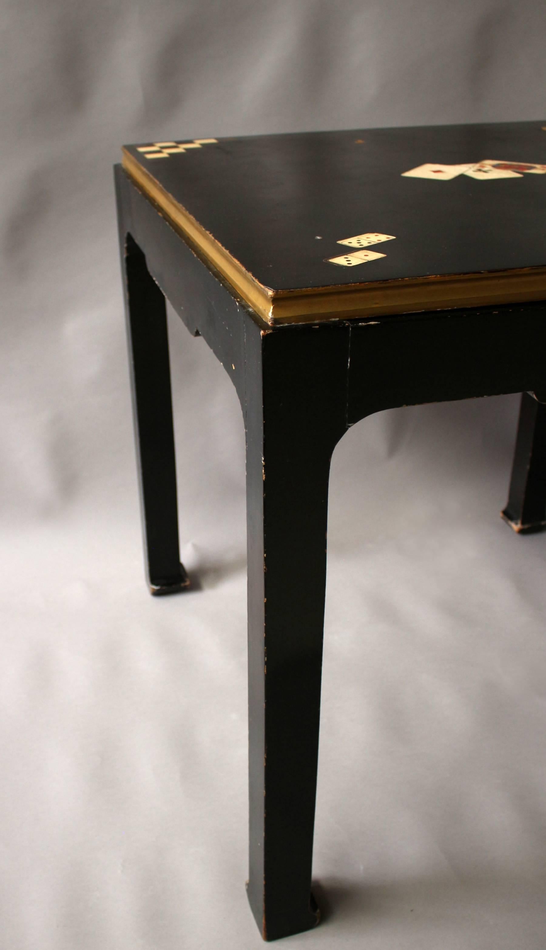 Fine French Art Deco Black Lacquered Game Table 4