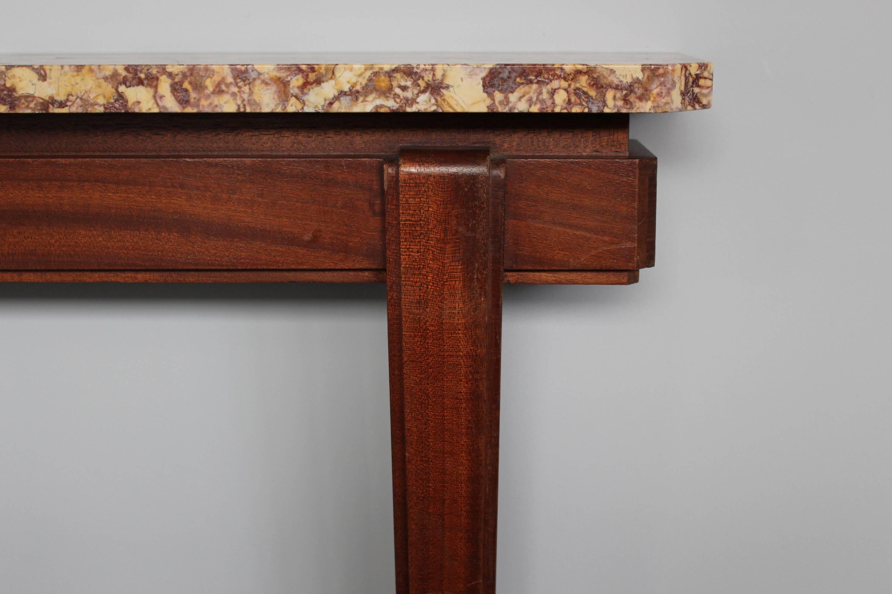 A Fine French 1930s Mahogany Console with a Marble Top 1