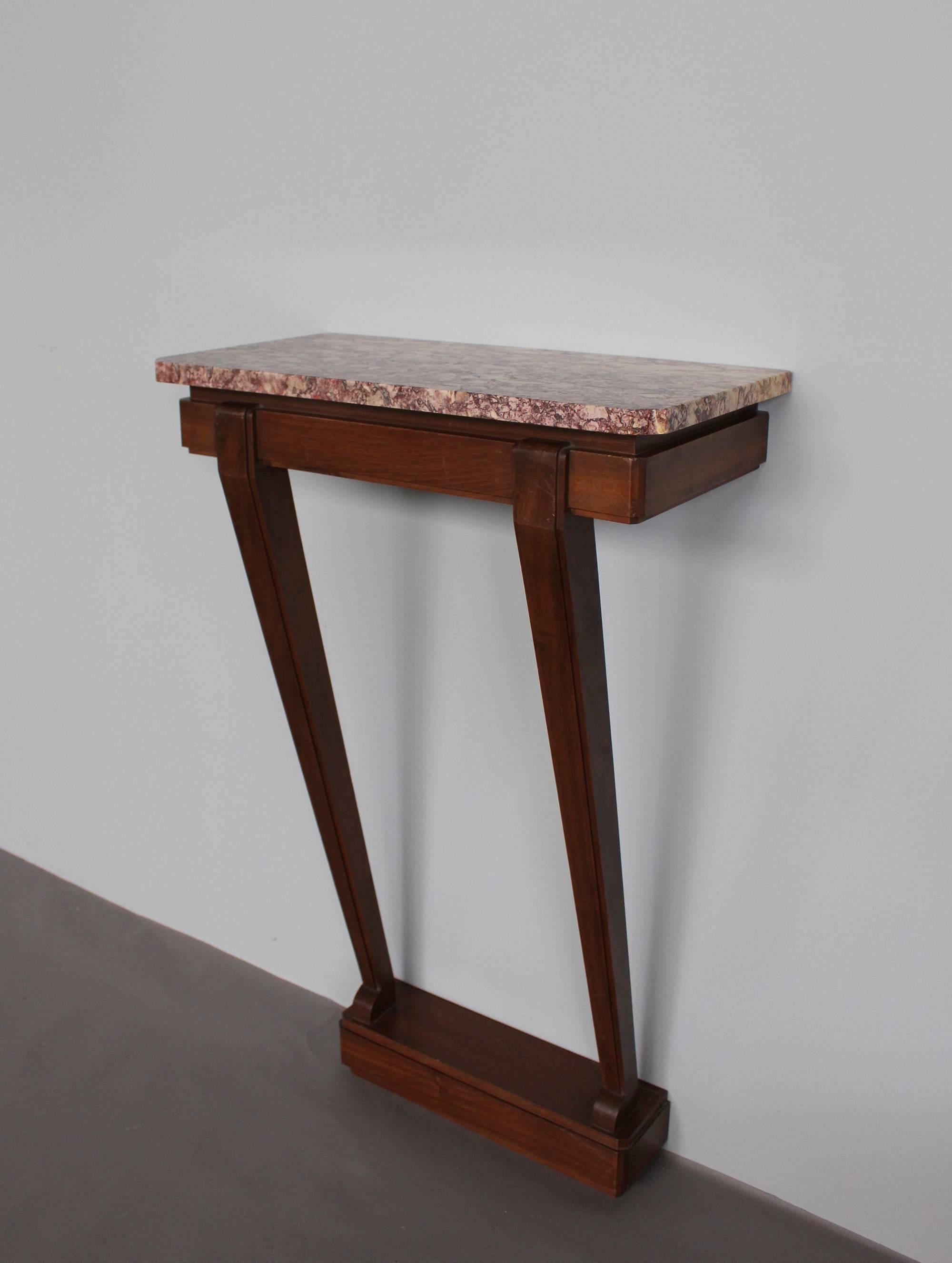 A Fine French Art Deco Mahogany Console with a Marble Top In Good Condition For Sale In Long Island City, NY