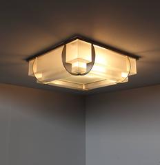 Fine French Art Deco Two-Tier Square Flush Mount by Jean Perzel
