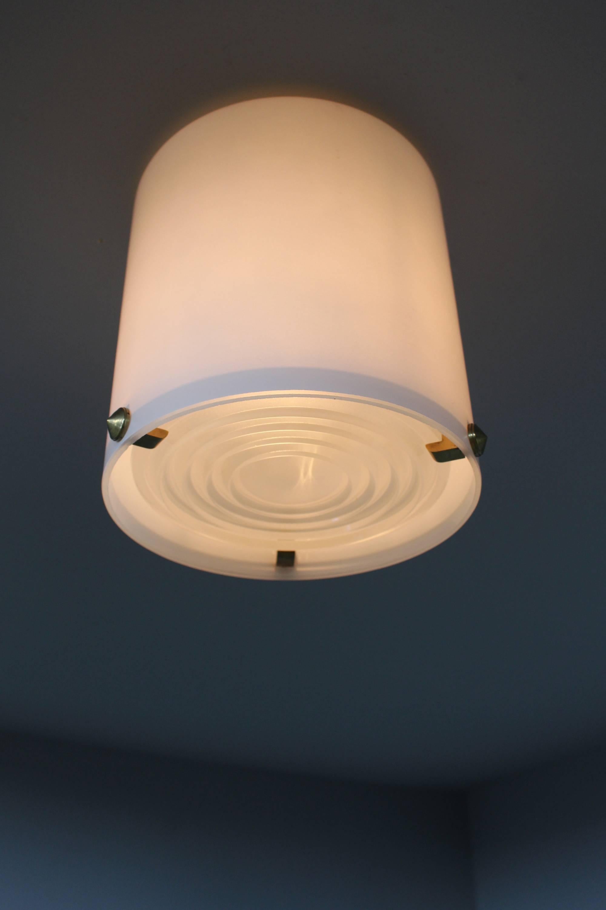 Mid-Century Modern Two Fine French 1950s Cylindrical Flush Mount by Jean Perzel