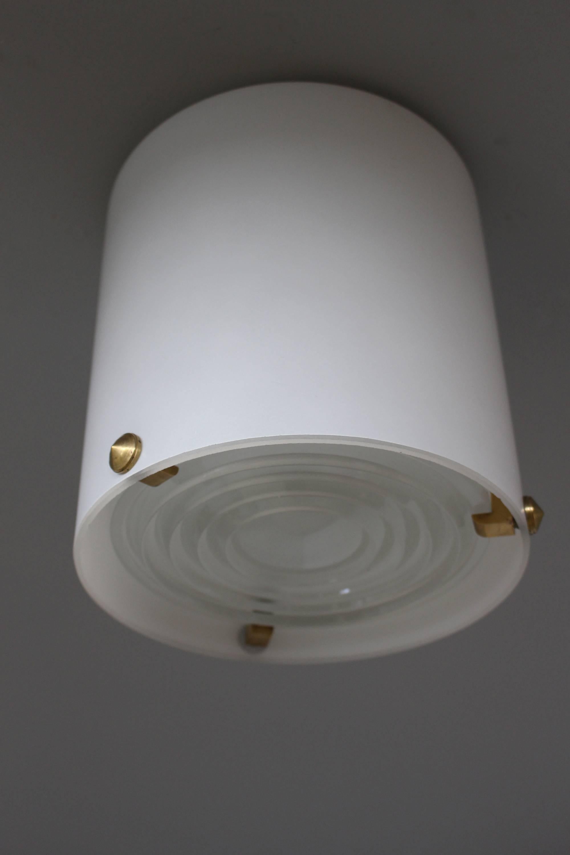 Two Fine French 1950s Cylindrical Flush Mount by Jean Perzel In Good Condition In Long Island City, NY