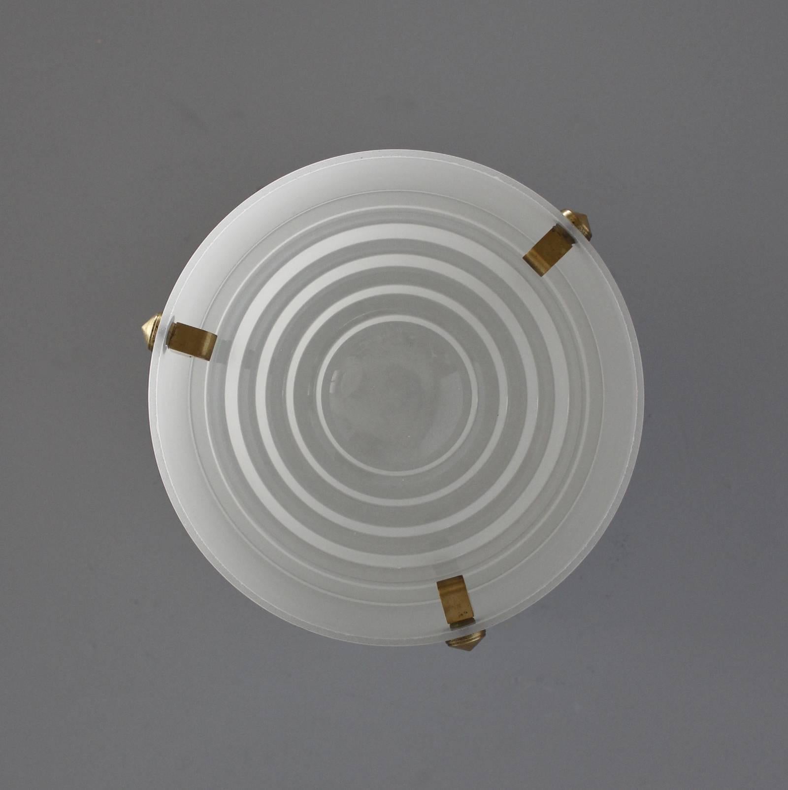 Two Fine French 1950s Cylindrical Flush Mount by Jean Perzel 1