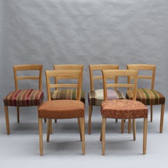 Set of 6 Fine French Art Deco Beech Dining Chairs