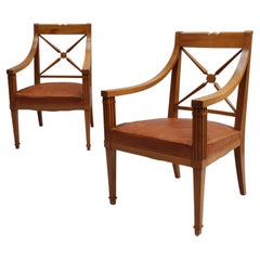 Par de bonitos sillones franceses de cerezo de los años 50, diseñados por André Arbus