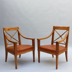 Par de bonitos sillones franceses de cerezo de los años 50, diseñados por André Arbus