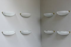2 sets of 4 Fine French Art Deco Glass and Bronze Wall Lights by Perzel