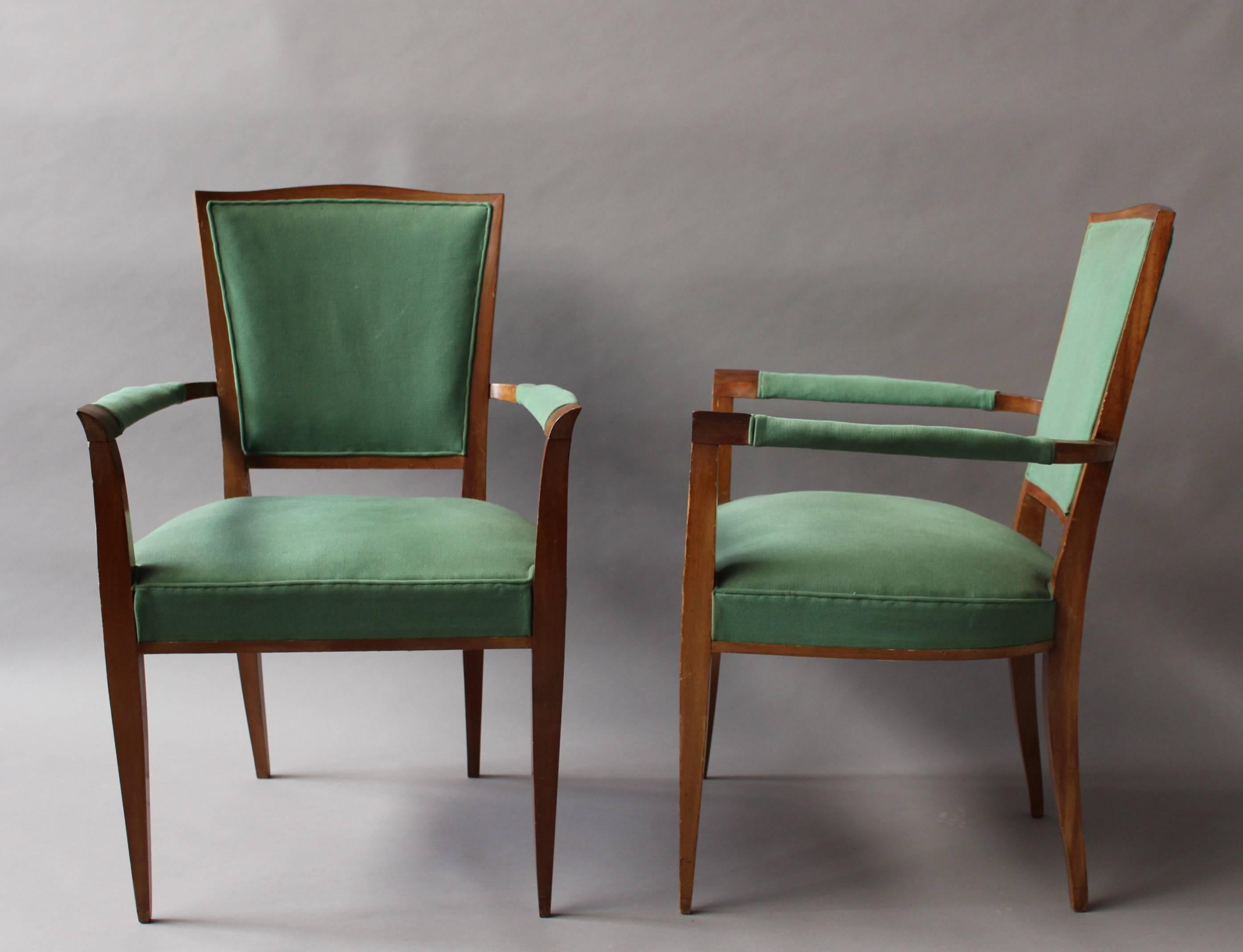 A set of 4 Fine French Art Deco Mahogany Armchairs Attributed to Dominique 5