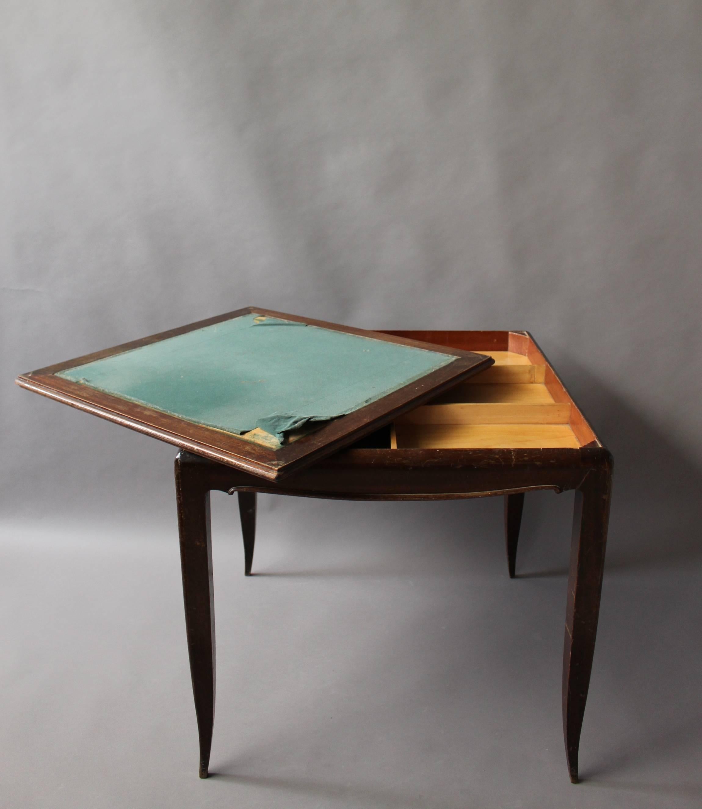 Mid-20th Century A Fine French Art Deco Rosewood and Mahogany Game Table