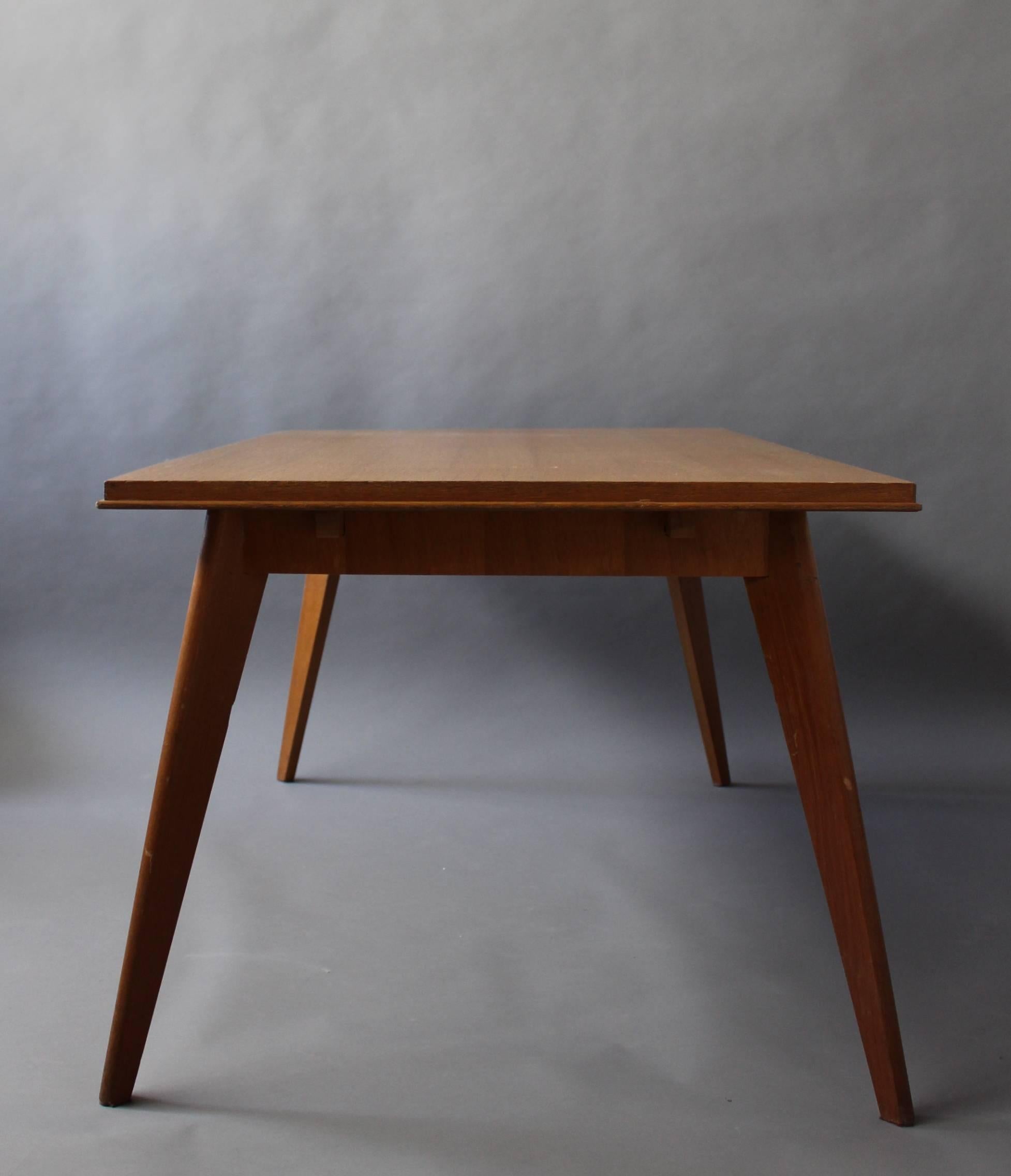 French A Fine 1950s Compass Oak Table For Sale