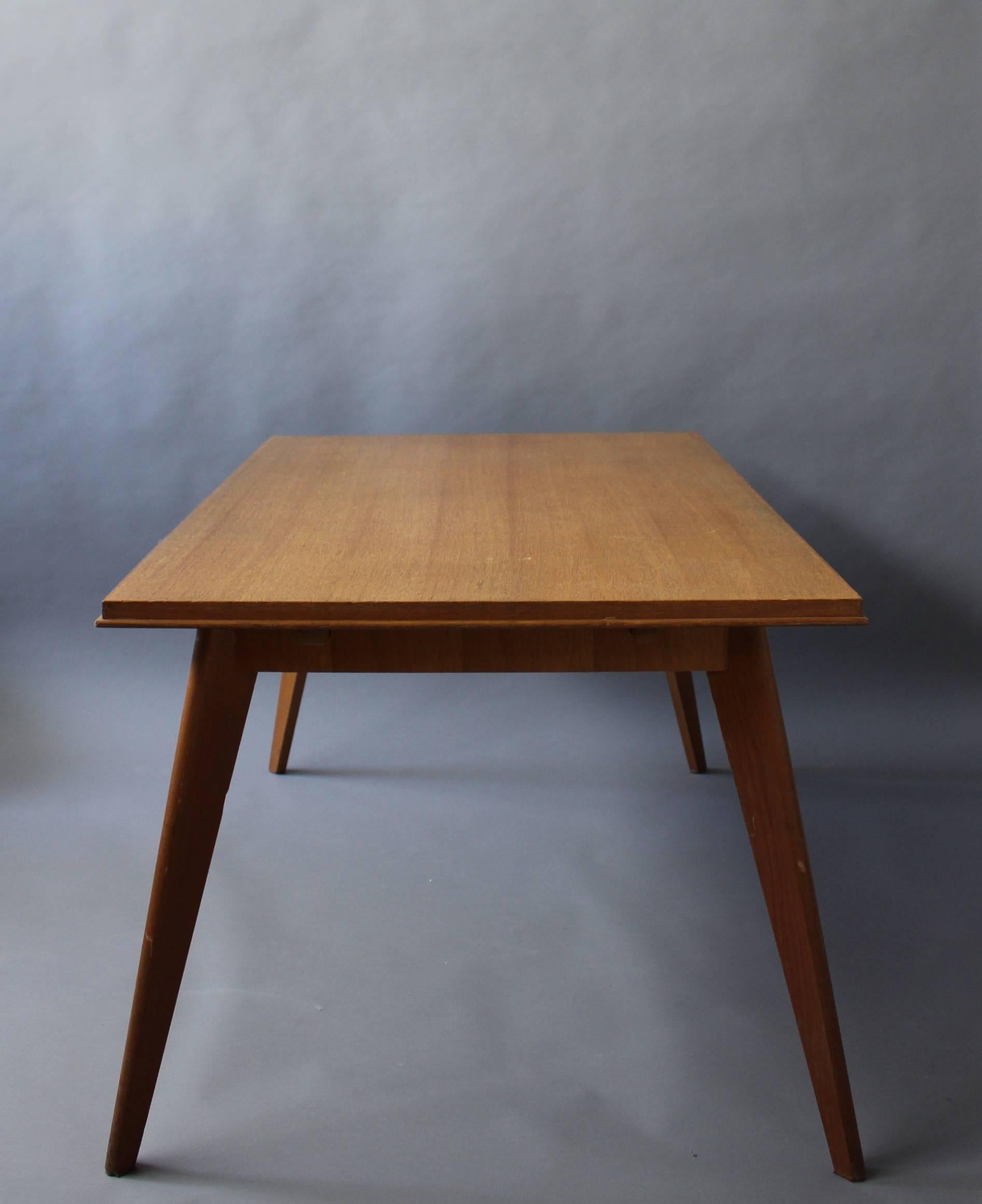A Fine 1950s Compass Oak Table In Good Condition For Sale In Long Island City, NY