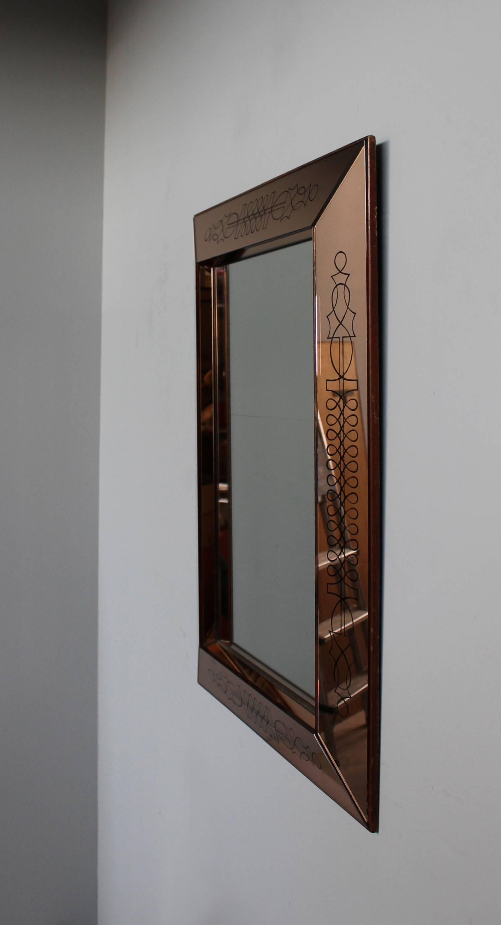A Fine French Art Deco Rectangular Mirror by Max Ingrand In Good Condition For Sale In Long Island City, NY