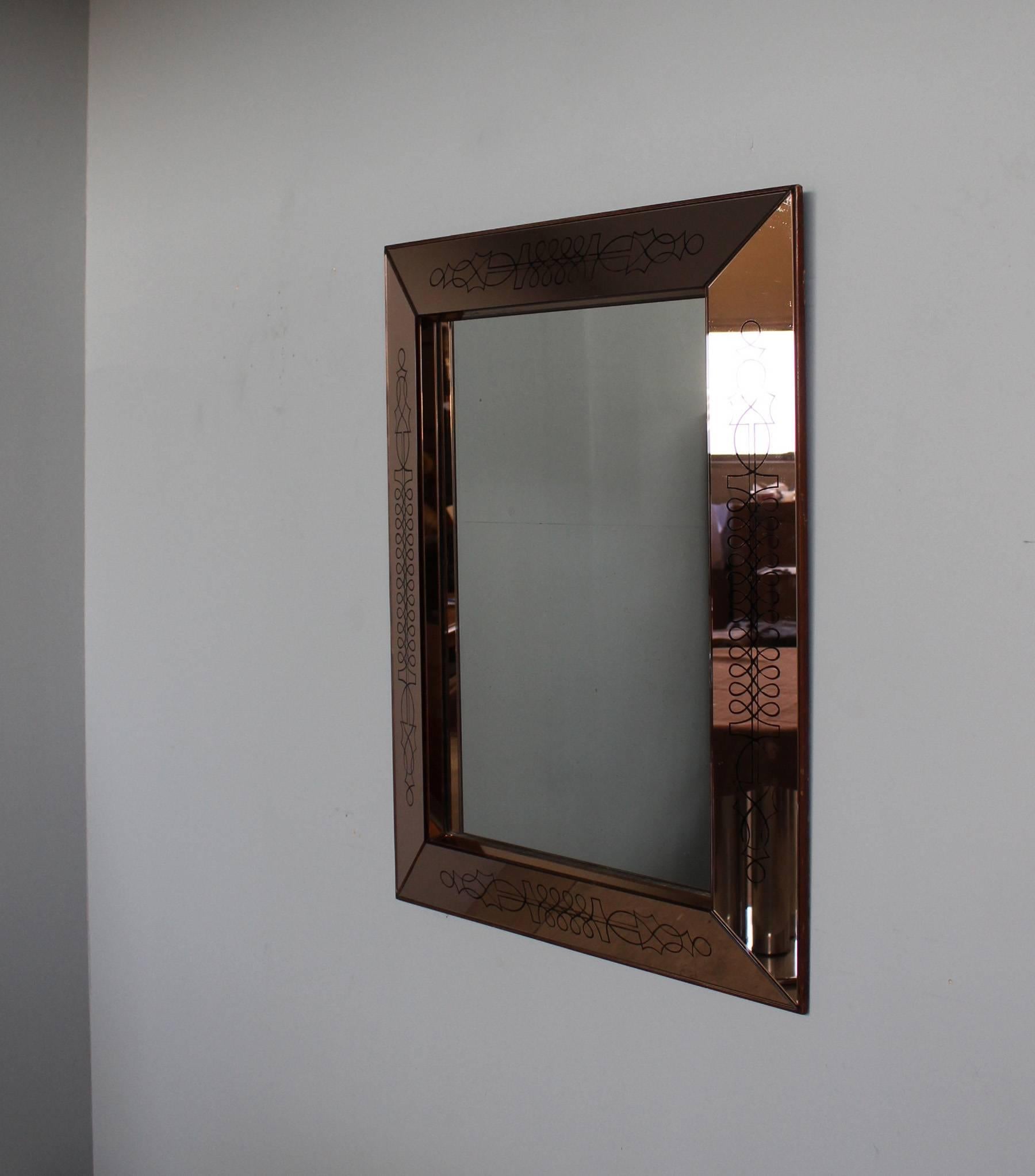 Silvered A Fine French Art Deco Rectangular Mirror by Max Ingrand For Sale